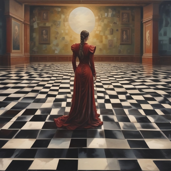 Elegant Red Dress Art Print - Picture 1 of 1